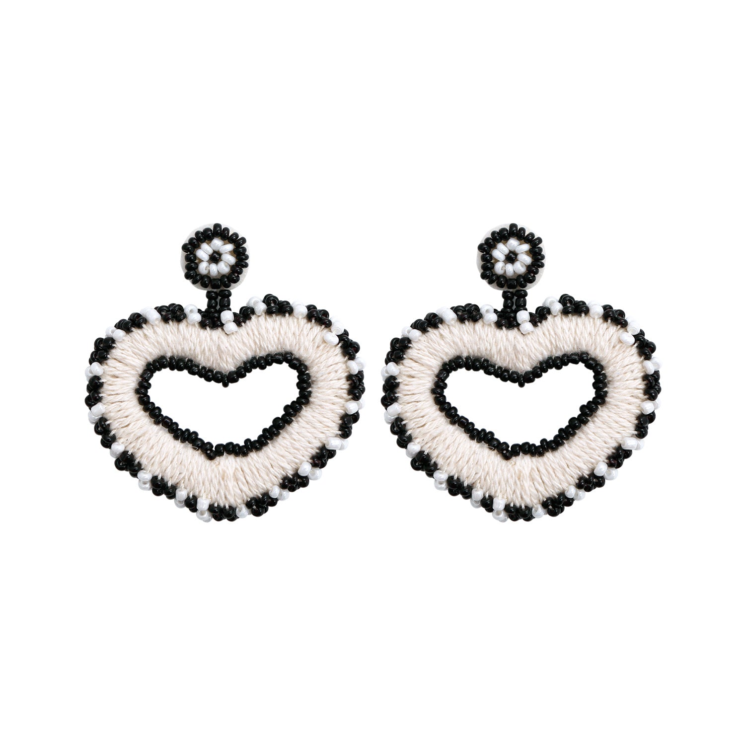 Wholesale Bohemian Exaggerated Retro Heart-shaped Ethnic Rice Beads Earrings Handmade Tassel Love Mother's Day Earrings
